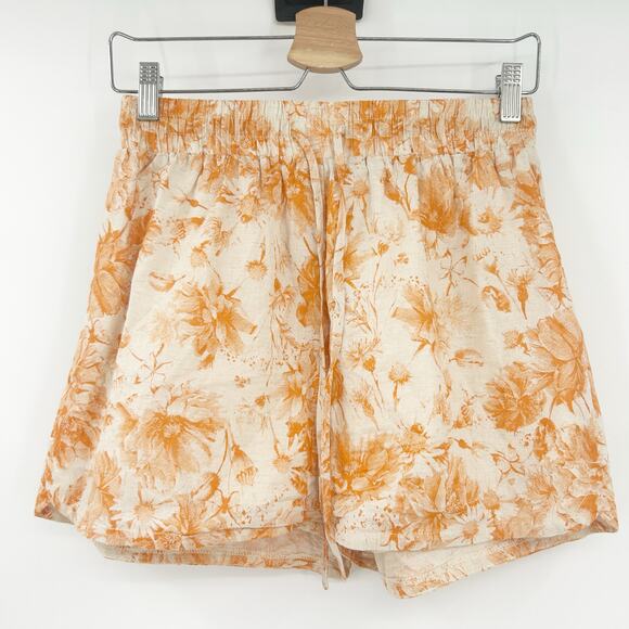 Acoa Womens Boho Beachy Resortwear‎ Linen Blend Pull On Floral Shorts Size M - Picture 1 of 7